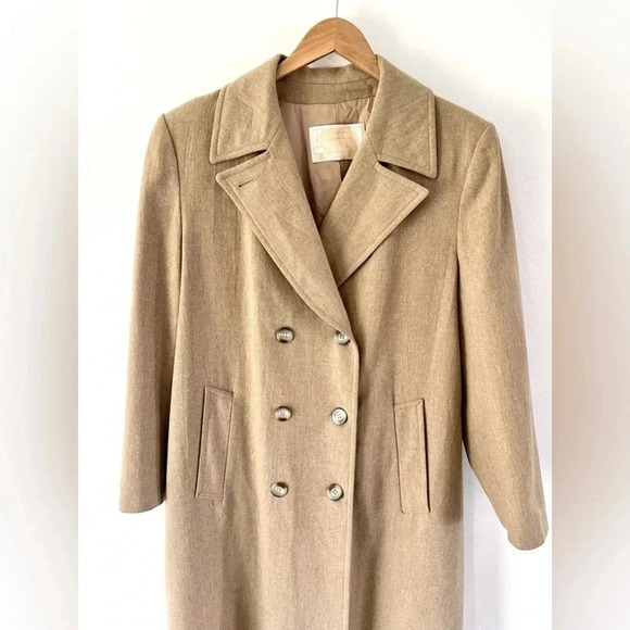 Pendleton Vintage Camel Brown Virgin Wool Double Breasted Coat Size 10 - Picture 2 of 12